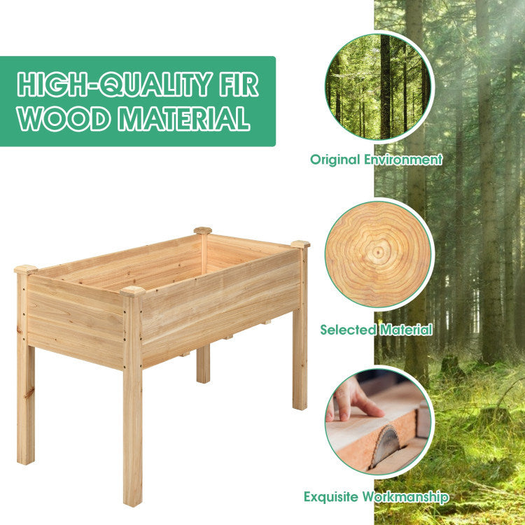 Wooden Raised Vegetable Garden Bed Elevated Grow Vegetable Planter Doba